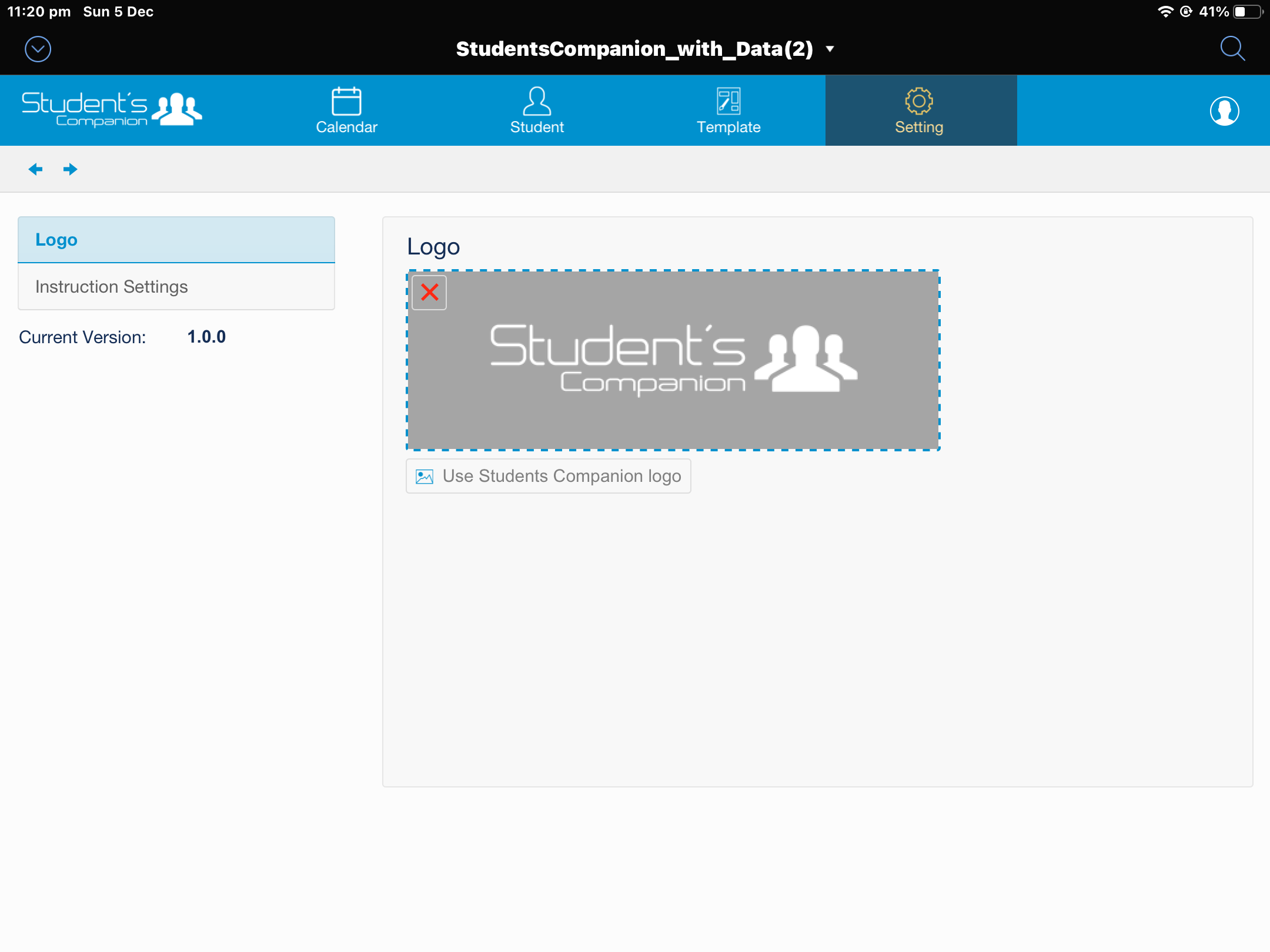 Students Companion - Setting layout to add your own logo